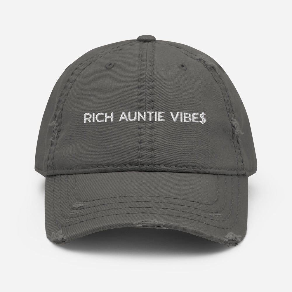"Rich Auntie Vibe$" Distressed Dad Hat