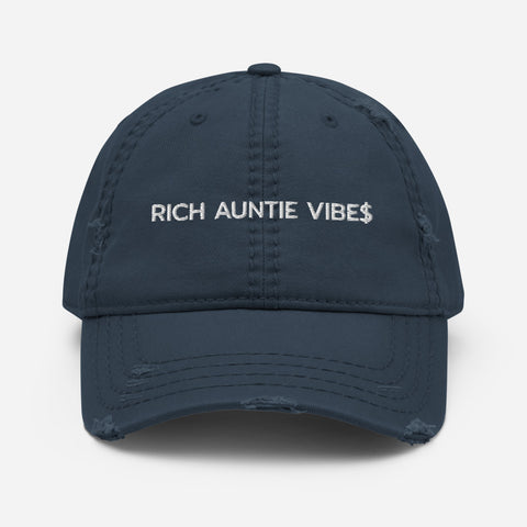 "Rich Auntie Vibe$" Distressed Dad Hat