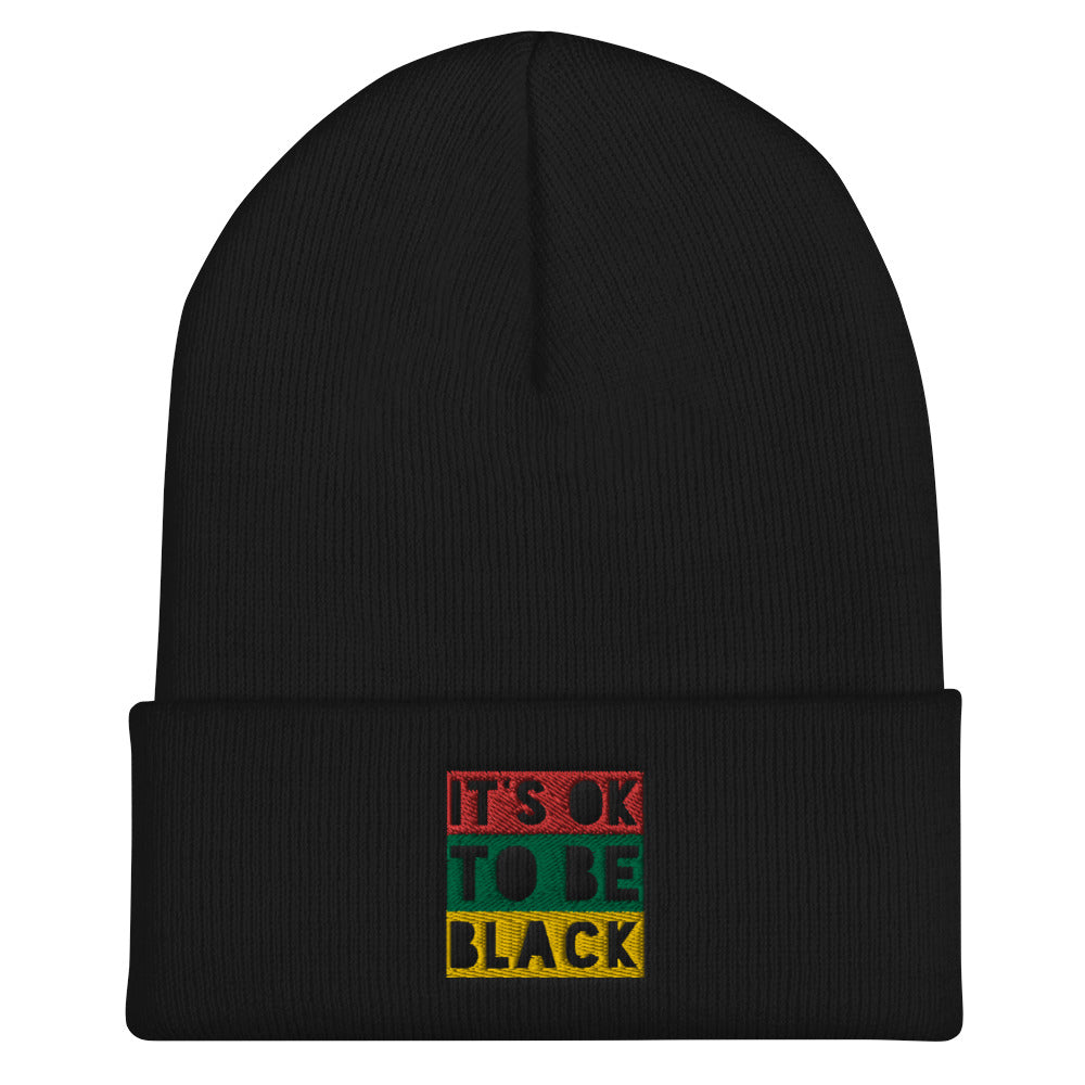 "It's OK To Be Black" Tricolor Block Beanie